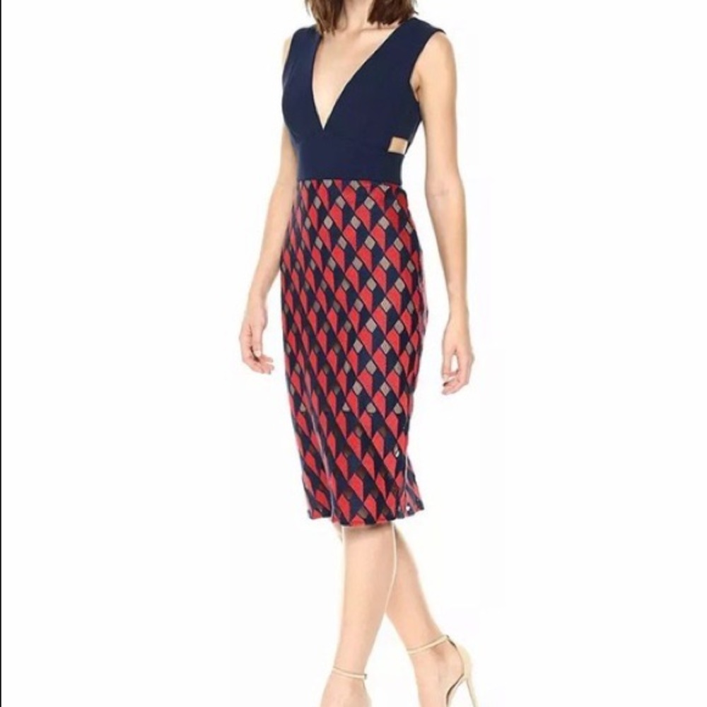 BCBGMaxAzria Rosalina Embroidered Peplum Cutout Dress Sz 4, Excellent Condition